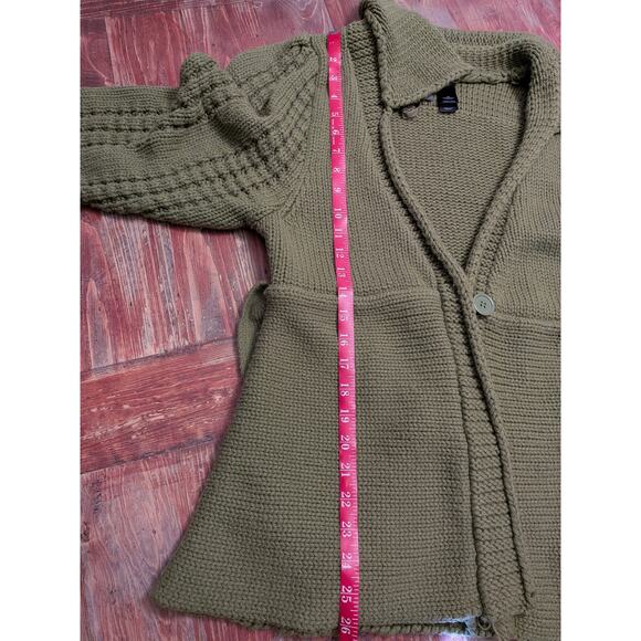 Bisou Bisou Green Cable Knited Cardigan Chunky Sweater - Picture 6 of 8